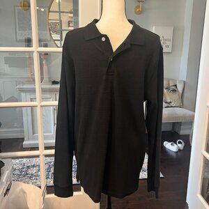 Goodfellow & Co. Black Long Sleeve Ribbed Polo Shirt M
